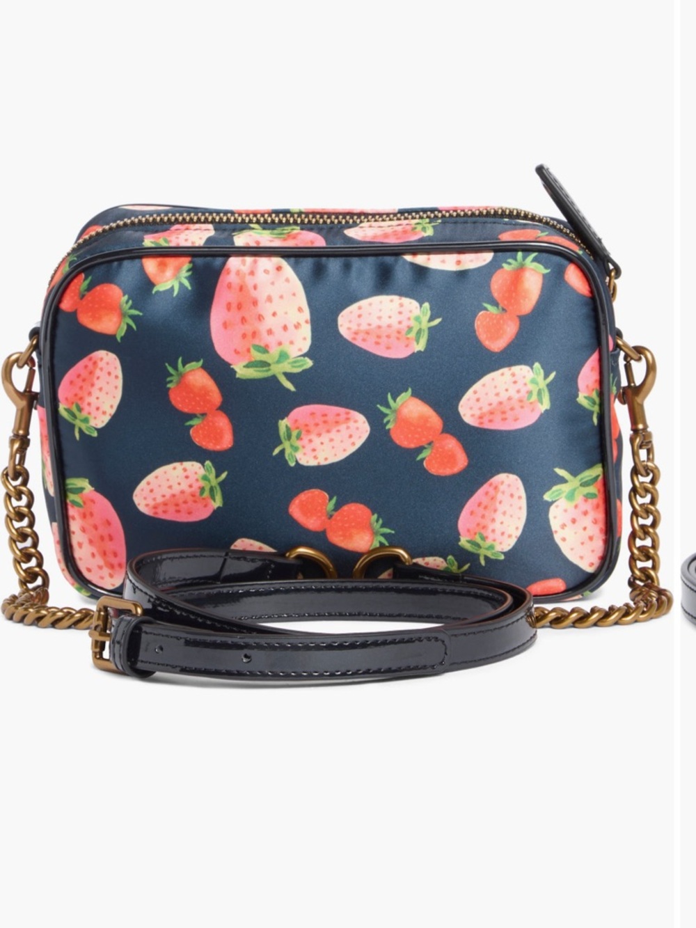 Kurt Geiger Navy Crossbody Bag with Pink Strawberry Print